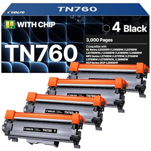TN-760 - TN760 Toner for Brother Printer - Replacement for Brother TN760 TN-760 TN730 TN-730 Toner Compatible with MFC-L2750DW HL-L2370DW MFC-L2710DW HL-L2350DW HL-L2390DW DCP-L2550DW Printer(4 Black) - Image 1