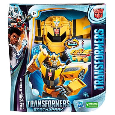 Transformers Toys EarthSpark Spin Changer Bumblebee 8-Inch Action Figure with Mo Malto 2-Inch Figure, Robot Toys for Ages 6 and Up - Image 3