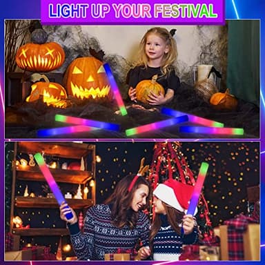 Taotuo Glow Stick Bulk 108PCS Led Foam Glow Sticks,Glow in The Dark Party Supplies with 3 Flashing Modes,Light up Foam Sticks for Wedding,Halloween, Christmas, Concerts, Birthday - Image 3