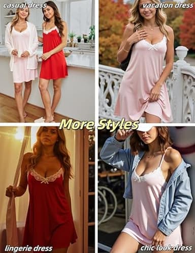 Marvmys Women's Lace Nightgown Slip Dress Sleepwear Sexy V Neck Negligee Lingerie Short Nightwear Green 2XL - Image 5