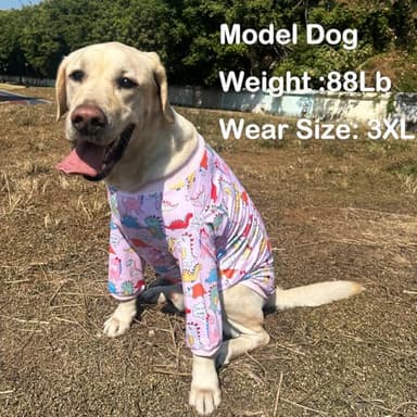 PriPre Dinosaur Dog T Shirts Cute Dinosaur Pattern Printed Apparel Shirt for Large Dogs Softable Stretchy Pet Clothes (3XL, Pink Dinosaur) - Image 4