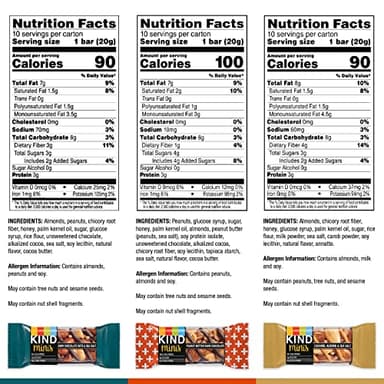 KIND Bar Minis, Variety Pack, Dark Chocolate Nuts and Sea Salt, Peanut Butter, Caramel Almond, Healthy Snacks, 3g Protein, Gluten Free, Low Sugar/Calorie Snacks, 30 Count - Image 2