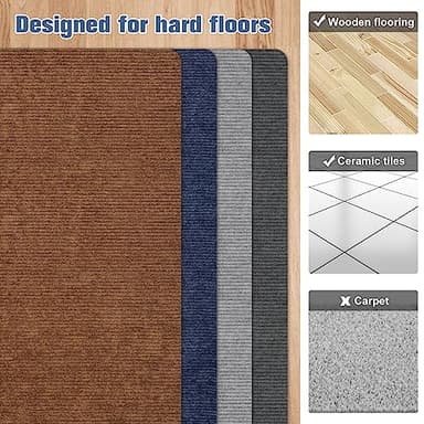 Corduroy Office Chair Mat for Hardwood Floor, 55"x35" Desk Chair Rug for Rolling Chair, Large Anti-Slip Backing Low-Pile Rug Floor Mat for Office/Home Light Grey - Image 4
