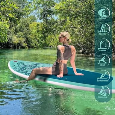 FEATH-R-LITE Inflatable Paddle Board Stand Up Paddleboards for Adults SUP with Complete Premium Accessories Pump, Adjustable Paddle, Leash, Three Fins, Waterproof Phone Bag, Repair Kit, Backpack - Image 7
