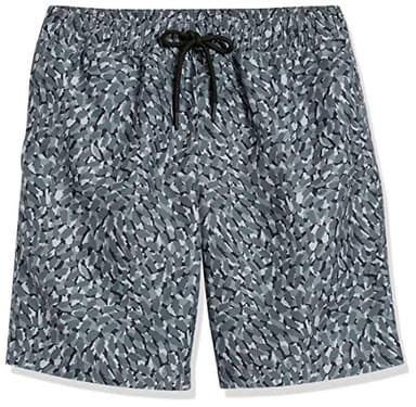 Amazon Essentials Men's 9" Swim Trunks with Mesh Lining, Pockets, Drawstring Closure, Charcoal Graphic Marks, Small - Image 6