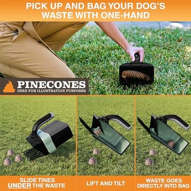Neater Pet Brands Lift N' Bag Dog Pooper Scooper with Bag Attachment | 195 Bags | Dog Pooper Scooper for Yard & Walks | One-Hand Use | Heavy Duty Poop Scoop for Small to Large Dogs - Image 3