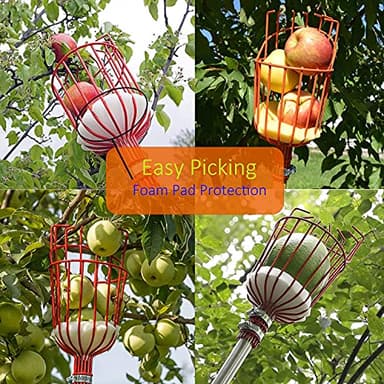 HOSKO 10FT Fruit Picker Tool, Lightweight High-Grade Stainless Steel Adjustable Fruit Picker with Metal Twist-on Basket, Suit for Apple Pear Lemon Mango Guava Orange Avocados Etc Fruit Picking - Image 6