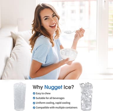 ICEVOKE Countertop Nugget Ice Maker with Side Water Tank, Self-Cleaning Ice Machine with Ice Scoop, 34 lbs/Day Chewable Ice, Ready in 10 Mins, Black - Image 10