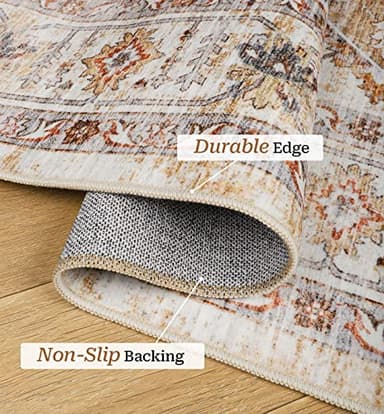 befbee 2.6'x8'Non Slip Runner Rugs - Runners for hallways, Kitchen,Entryway,Stain Resistant Washable Rugs for Bedroom, Indoor Vintage Area Rugs (Turmeric/Grey,2.6'x8') - Image 3