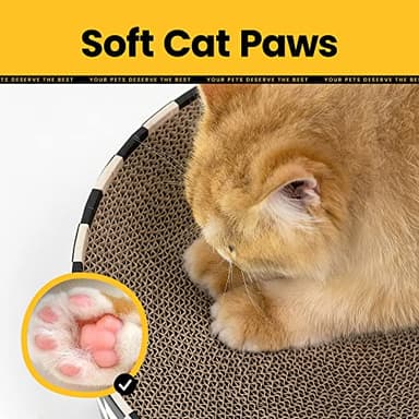 Conlun Cat Scratcher Cardboard,2 in 1 Oval Cat Scratch Pad Bowl for Indoor Kitty Grinding Claw,Round Kittens Scratching Board Corrugated Lounge Pet Beds&Furniture Protector for Couch&Carpets&Sofas - Image 4