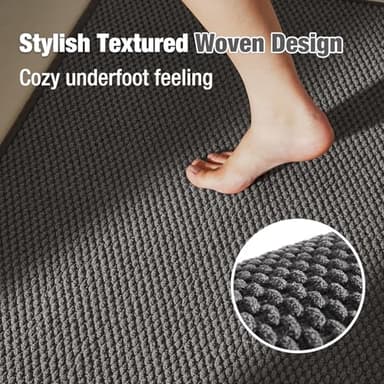Bathroom Rugs Non Slip Washable, Super Absorbent Thin Bath Mat Quick Dry Low Pile Bathroom Rug, Grey 24"x47" - Image 3