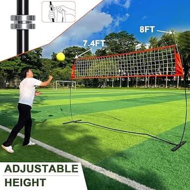 12FT Portable Volleyball Training Net for Hitting or Serving Drills, Outdoor & Indoor Freestanding Volleyball Practice Net with Height Adjustable, Glow in Dark Ball, Carry Bag - Image 3