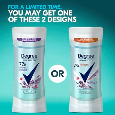 Degree Advanced Protection Antiperspirant Deodorant Lavender & Waterlily for 72-Hour Sweat & Odor Control for Women, with Body Heat Activated Technology, 2.6 oz - Image 3