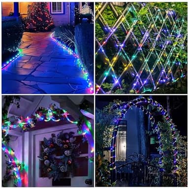 SINGCHUNGTE Solar Colorful Rope Lights, 66Ft 200 LED Waterproof Rope Lights for Outside, Solar Rope Light Outdoor Indoor, Rope Light for Outdoor Wedding Garden Holiday Lights Decoration(Multicolor) - Image 6