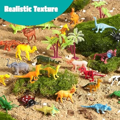 JOYIN 69 Pcs Small Animal Figures, Mini Jungle Toy Set with Sensory Bin, Realistic Wild Forest Playset, Zoo, Ocean, Farm Animals Figurines, Dinosaur Party Favors, Gifts for Boys and Girls, Kids 3-5 - Image 6
