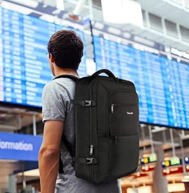 Vancropak Carry On Backpack, 40L Expandable Extra Large Travel Backpack, Flight Approved Water Resistant Luggage Suitcase Daypack, Lightweight College Business Weekender Bag for Men & Women, Black - Image 2