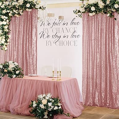 Hahuho Rose Gold Sequin Backdrop Curtain, 4PCS 2FTx8FT Glitter Backdrop Curtain for Parties, Christmas, Wedding, Party Decoration（4 Panels, 2FT x 8FT, Rose Gold - Image 4