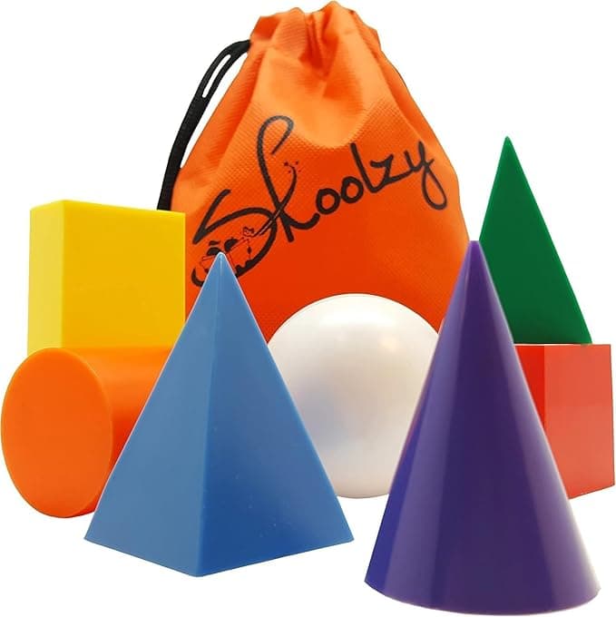 Skoolzy 7 Pcs 3D Shapes for Teaching and Math Manipulatives - Geometric Shapes and Geometric Solids, Math Teacher Supplies, Shapes for Math Manipulatives Kindergarten, 3D Shapes for Geometry Games - Image 1