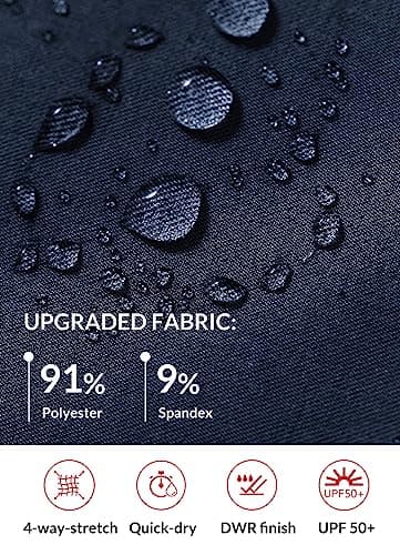 baleaf Women's 15" Long Hiking Capri Below The Knee Quick Dry Cargo Shorts UPF 50 Lightweight Zip Pocket Elastic Waist Dark Blue 2XL - Image 5