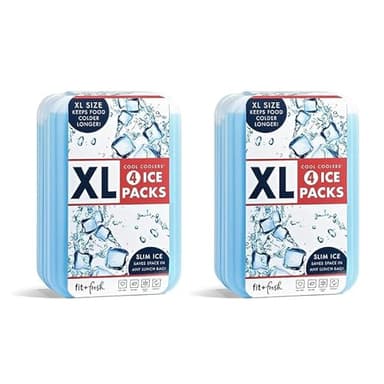 Cool Coolers by Fit + Fresh, Reusable & Long-Lasting XL Slim Ice Packs, Cold Packs for Lunch Boxes, Ice Packs for Lunch Bags. Cooler Accessories for Camping, Beach, Lunch, and Work, 8PK, Clear Blue - Image 2