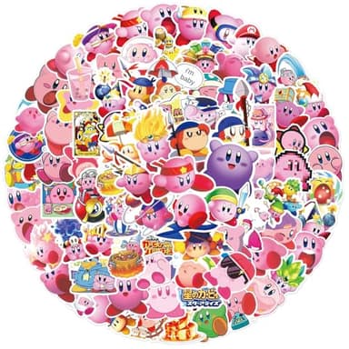 100PCS Cartoon Kirby Stickers for Kids,Vinyl Waterproof Decal for Water Bottle Laptop Toy Sticker for DIY Decorate Bumper Phone Hard Hat Kids Teens Gifts (Kirb) - Image 2