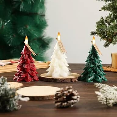 haitanghua Christmas Tree Flameless Candles with Remote Timer, Battery Operated 3D Wick LED Flickering 4'' x 5.5'' Candles Real Wax Green for Holiday Decor - Image 4