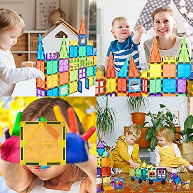 MagHub Magnet Toys Magnetic Tiles, 125 PCS Magnetic Building Blocks Set for Boys Girls Preschool Educational Construction Kit Magnet Stacking Toys for Kids Toddlers Children - Image 7