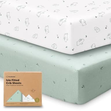 KeaBabies 2-Pack Baby Crib Sheets for Boys, Girls - 52x28 Viscose Derived from Bamboo Toddler Bed Sheets Neutral, Fitted Crib Mattress Cover for Standard Baby Bedding, Soft & Cozy (Bunnies - Image 1