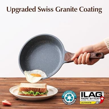 SENSARTE Nonstick Frying Pan Skillet with Lid, Omelet Pan with Cover, Healthy Cooking Chef's Pan, Kitchen Cooking Pan, Free of Intentionally Added PFOA/PFOS (12.5inch + Glass Lid) - Image 5