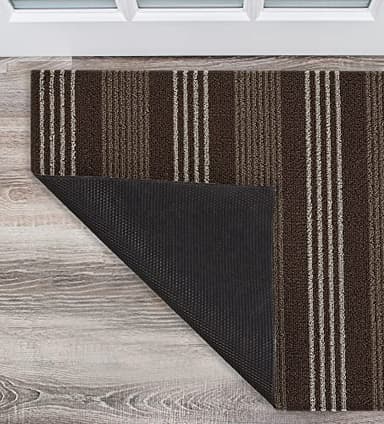 Nautica - PVC Loop Utility Mats | Indoor/Outdoor | Slip-Resistant | Mat for Kitchen, Garage, Laundry Room, Foyer, & More | Stripe Modern Design Doormat | Measures - 16 x 24 | Brown - Image 7
