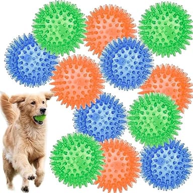 LECHONG 12pack Squeaky Dog Toys Spiky Dog Balls Cleans Teeth and Promotes Dental and Gum Health for Your Pet Squeaker Ball Toys for Aggressive Chewers (S 12PACK) - Image 1