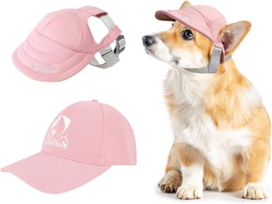 SlowTon Dog Hat for Small Dogs - 2Pcs Dog Owner Matching Hats Duck Baseball Cap for Dogs Sun Hats with Ear Holes Puppy Visor Cap Breathable Pet Family Matching Hats Adjustable Strap Outdoor (Pink, S - Image 2