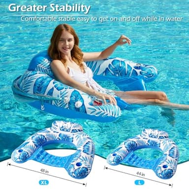 Jasonwell Pool Float with Canopy - Inflatable Pool Floaties Adult Floating Pool Chair Lounge Floats for Swimming Pool Water Chair Pool Lounger with Cup Holders Pool Toy Party Floaty for Adults - Image 5