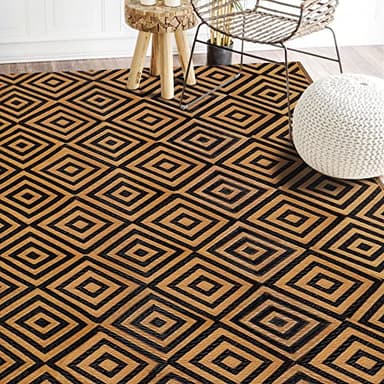 Ridota Reversible Mats, Outdoor Patio Rugs, Plastic Straw Rug, Modern Area Rug, Floor Mat for Outdoors, RV, Patio, Backyard, Deck, Picnic, Beach, Trailer, Camping (Diamond Black & Brown, 5' x 8') - Image 1