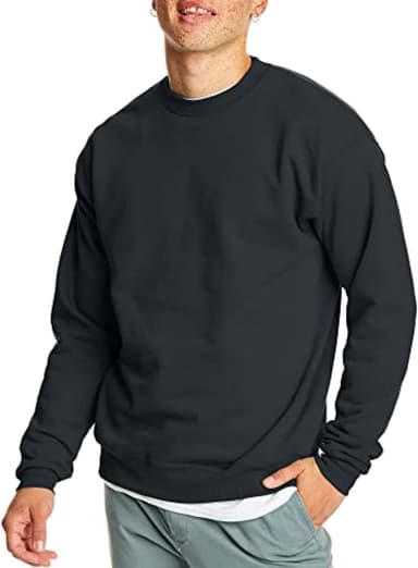 Hanes Men's EcoSmart Sweatshirt, Black, Large - Image 2