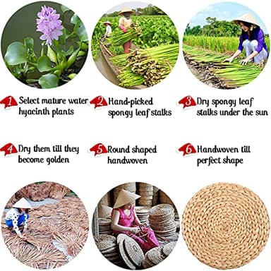 Round Placemats Set of 8, Boho Table Mats Set of 8, Woven Placemats for Round Table, Chargers for Dinner Plates, Wicker Place Mats, Water Hyacinth Plate Mat, Individuales para Mesa De Comedor, 13.4in - Image 6