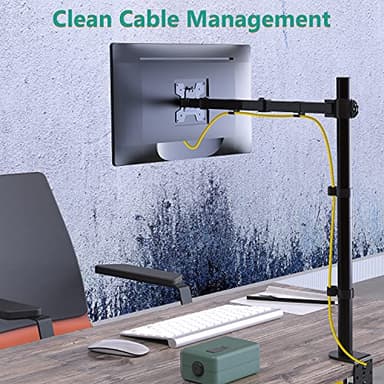 WALI Monitor Arm Mount for Desk, Single Extra Tall Computer Desk Mount, Monitor Bracket Mount Stand Single, up to 32 inch, 22 lbs (M001XL), Black - Image 8