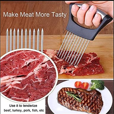 ESINAM Premium Vegetable Slicer Holder, Sharp Stainless Steel Food Slicer Assistant Tool for Potato, Tomato, Fruit, Lemon and Meat - Image 5