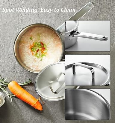 1.5 Quart Stainless Steel Saucepan With Pour Spout, Saucepan With Lid, Mini Milk Pan With Spout - Perfect For Boiling Milk, Sauce, Gravies, Pasta, Noodles (2qt) - Image 2