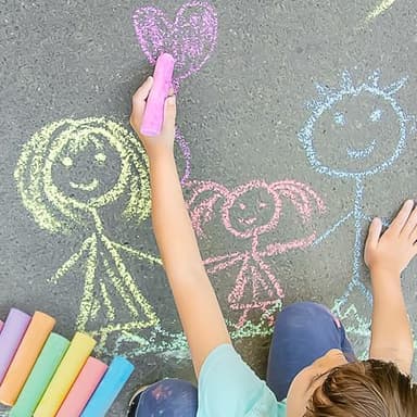 24 PCS Washable Sidewalk Chalks Set Non-Toxic Jumbo Chalk for Schools, Outdoor Art Play, Paint on Chalkboard, Blackboard and Playground (6 Colors)) - Image 5