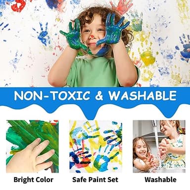 ABEIER Washable Finger Paint for Toddlers, Safe Non-Toxic, 12 x 2oz Vibrant Colors, Baby Safe Paint for Hand and Feet, Mess Free Art Supplies for Kids, Preschool Learning Gifts, Ages 1-3 4 5 6+ - Image 4