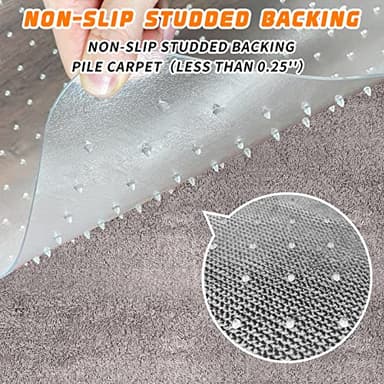 Office Chair Mat for Carpeted Floors, Desk Mats 48"X30" for Rolling Desk on Low Pile Carpets, Small Computer Gaming Plastic Floor Mats for Office Chair on Carpet, Easy Glide Without Curling - Image 4