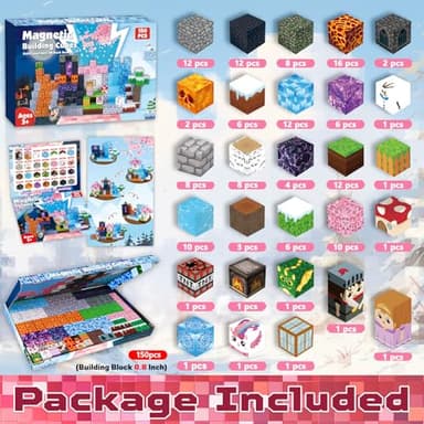 ToyUnited Magnetic Blocks-150PCS Magnetic Building Blocks Magnet Cubes Stacking Dark Forest Glacier Castle, STEM Montessori Sensory Toys for Kids Boys Girls Ages 4-8 Holiday Birthday Easter Gifts - Image 2