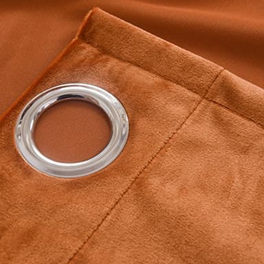 Cherry Home Super Soft Rustic Velvet Pumpkin Orange Blackout Drapes Room Darkening Curtains Panel Grommet Drapery 52 by 120-Inch Caramel Cafe(2 Panels) with Matching Tiebacks - Image 4