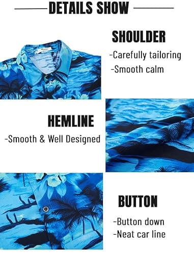 EISHOPEER Men's Holiday Hawaiian Shirt and Short 2 Piece Outfits Sets with Bucket Hats XXL-Large - Image 5