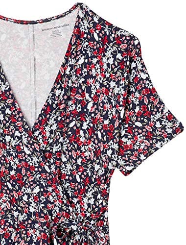 Amazon Essentials Women's Short Sleeve Faux-Wrap Dress, Navy Ditsy Floral, XX-Large - Image 6