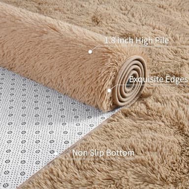 ULTSOFE 5x8 Fluffy Soft Beige Rug for Living Room Bedroom, Large Area Rugs Super Soft Shaggy Carpet for Classroom Kids Babys Playroom Toddler Nursery Dorm Home, Modern Indoor Non Slip Rug - Image 7