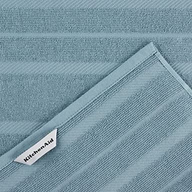 KitchenAid Albany Kitchen Towel 4-Pack Set, Fog Blue/White, 16"x26" - Image 4