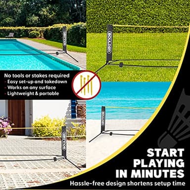 BOULDER Portable Badminton Pickleball Net - Foldable / Extendable Poles for Multiple Sports Heights (UP to 5 ft) - Ideal for Tennis, Pickleball, Soccer Tennis - Easy Setup (Black, 17 FT) - Image 4