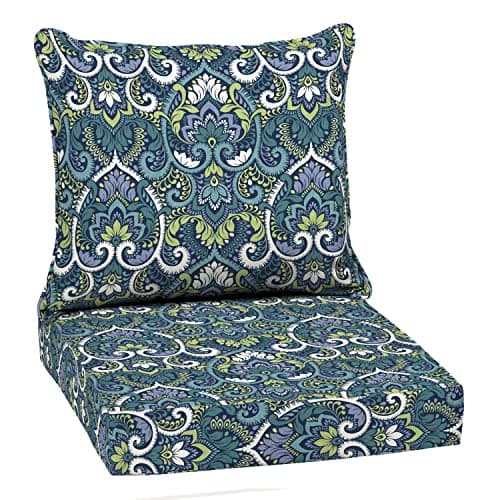 Arden Outdoor Deep Seat Cushion Set, 22 in x 24 in, Weather-Proof, Rain-Proof, Fade Resistant Patio Cushion Sapphire Aurora Blue Damask - Image 1